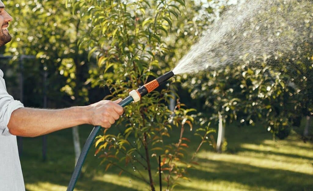 Gartenschlauch im Einsatz